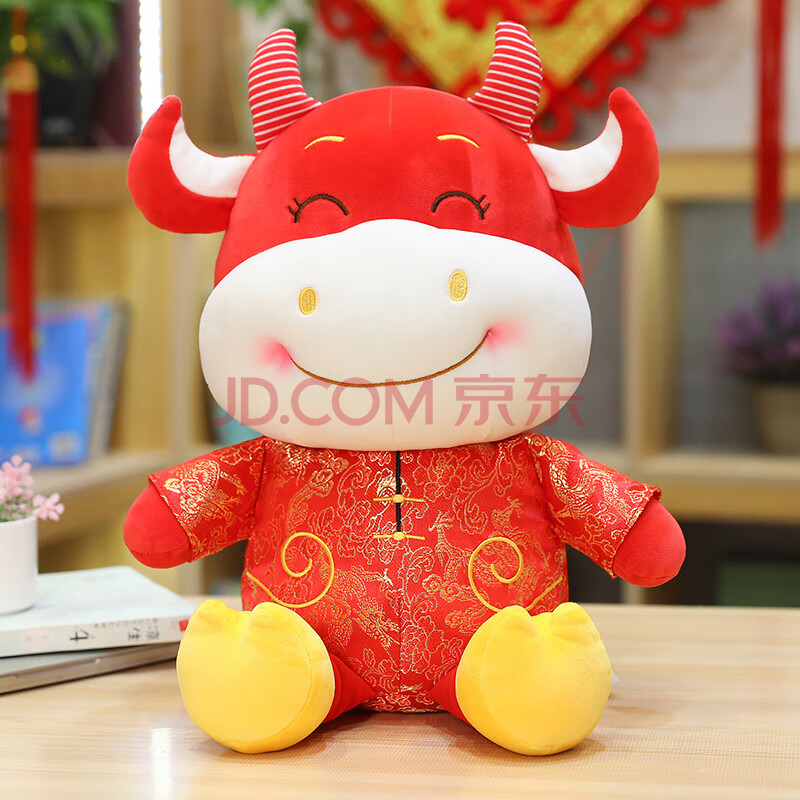 达娃2021牛年吉祥物挂件生肖牛毛绒玩具福气牛布娃娃玩偶可爱呆萌牛气