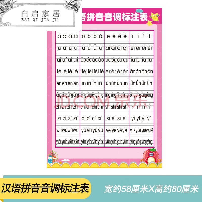 文化墙贴一年级拼音字母表贴画汉语拼音字母表 汉语拼音音调标注表 特
