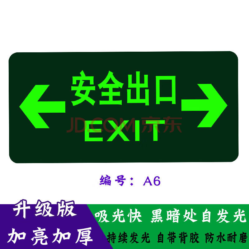 安全出口指示牌夜光墙贴荧光通道小心地滑台阶标识牌疏散标志地贴