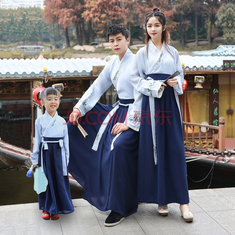 汉服亲子古装服母女母子汉服古风亲子装一家三口一家四口全家装唐装
