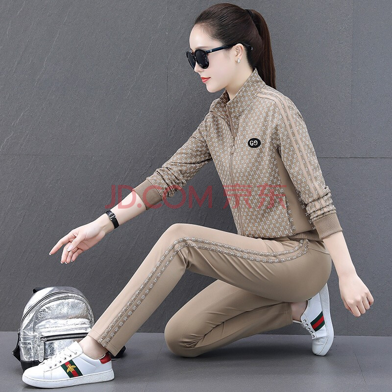 晋豪云翔 运动套装女春秋新款运动服女装时尚休闲修身