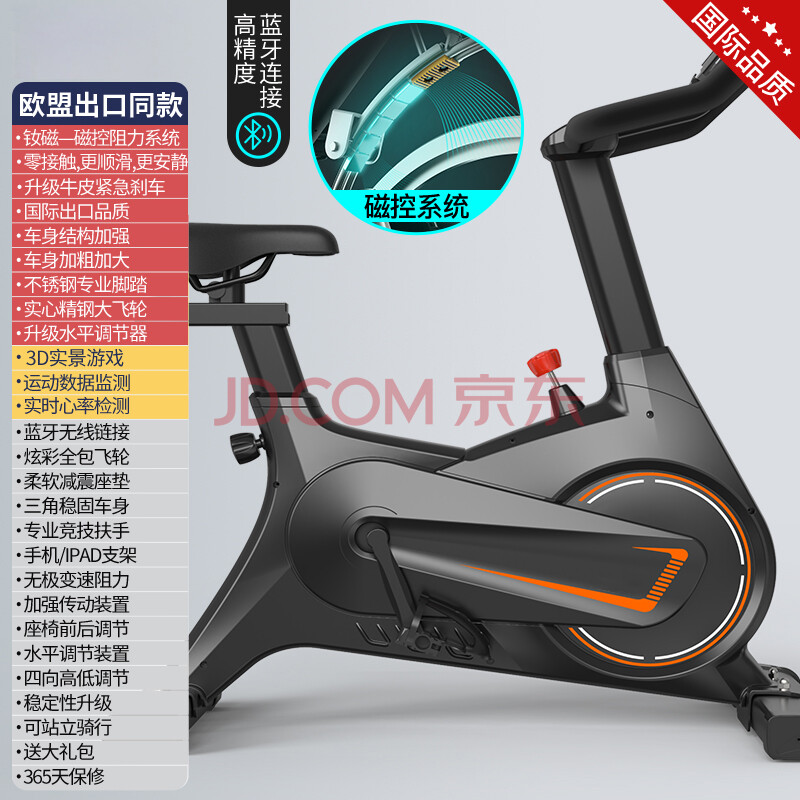 汗马 动感单车家用静音室内健身车智能蓝牙app游戏 减肥运动脚踏