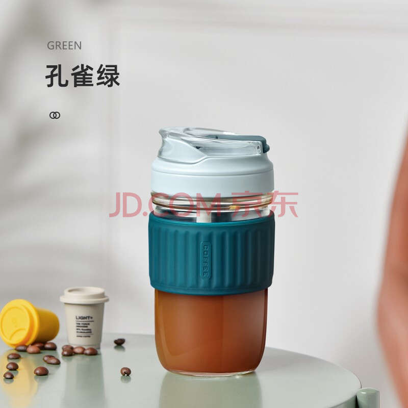 visvim咖啡杯手持玻璃杯男女学生便携式吸管杯随手茶水杯子双饮杯创意