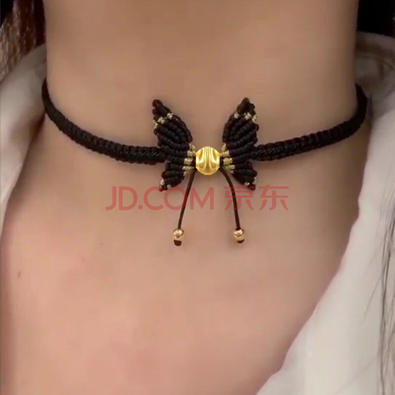 【顺丰速运】欧颜 黄金蝴蝶结编织项链女本命年猫眼石