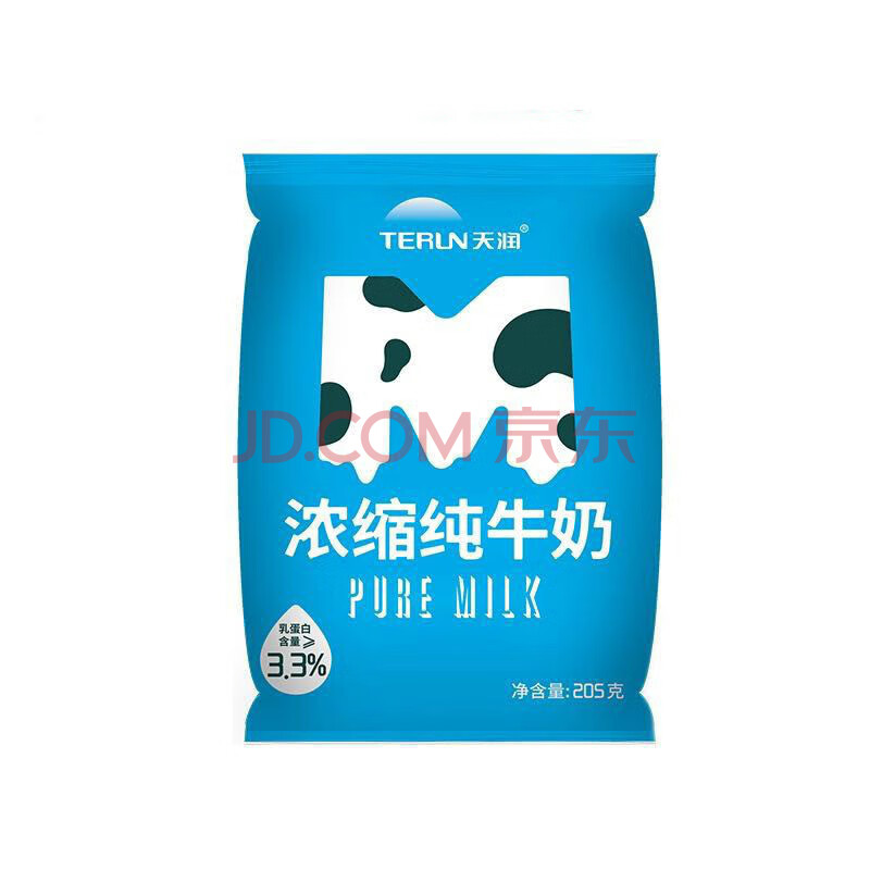 浓缩纯奶205g袋天润新疆纯牛奶早餐奶m无菌枕纯牛奶无早餐学生奶205g