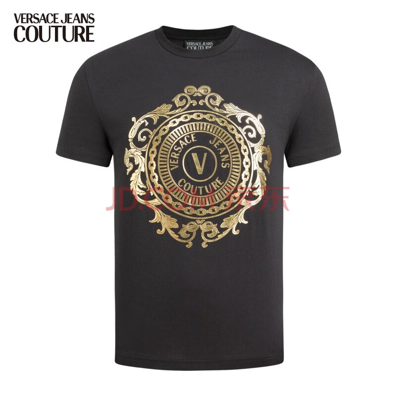 范思哲versace jeans couture奢侈品男装21春夏男士v字徽章印花t恤 b3