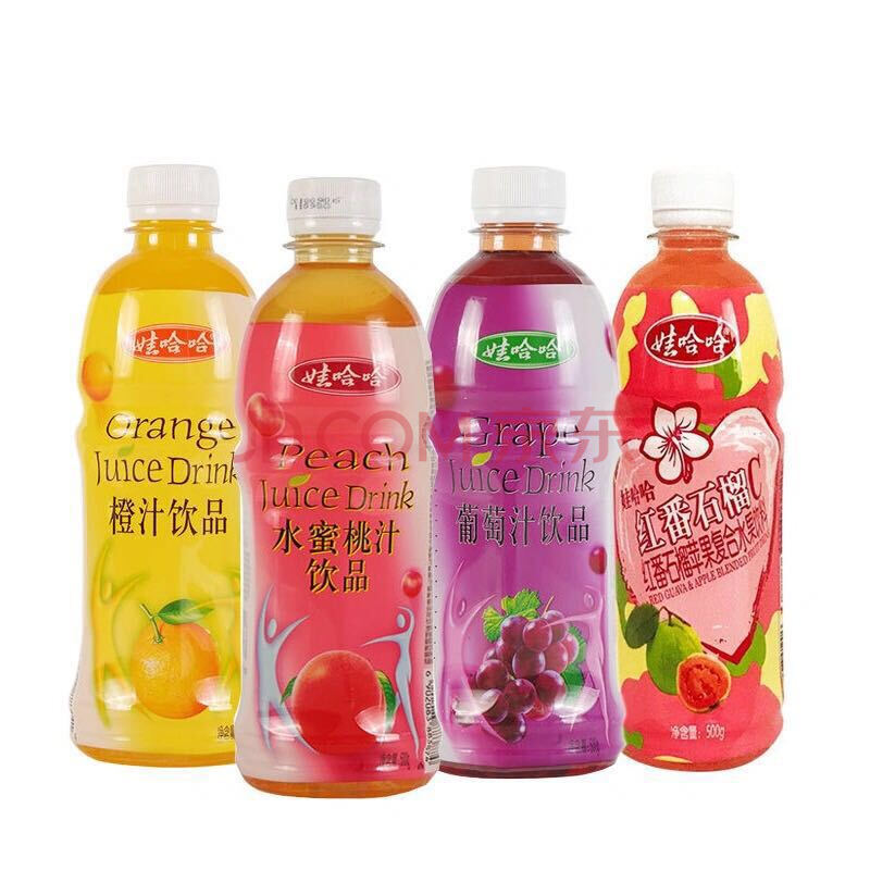 娃哈哈果汁组合系列500ml*9瓶/15瓶葡萄汁水蜜桃汁番石榴汁饮料