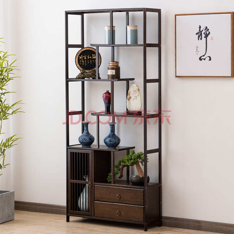 般柏新中式博古架多宝阁仿古玄关柜客厅古董摆件柜隔断茶叶茶室展示柜