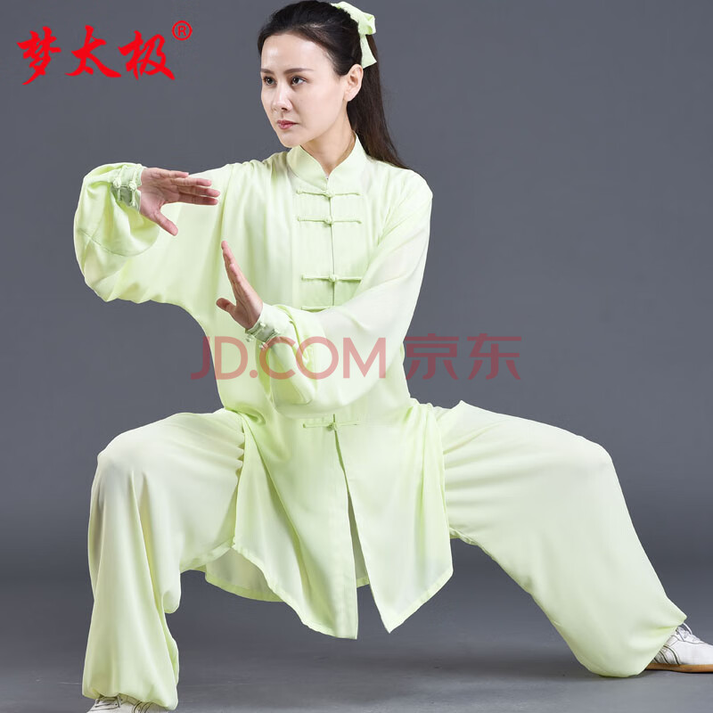 梦太极清新绿太极服女装2021新款夏季薄款飘逸高端太极拳练功服男