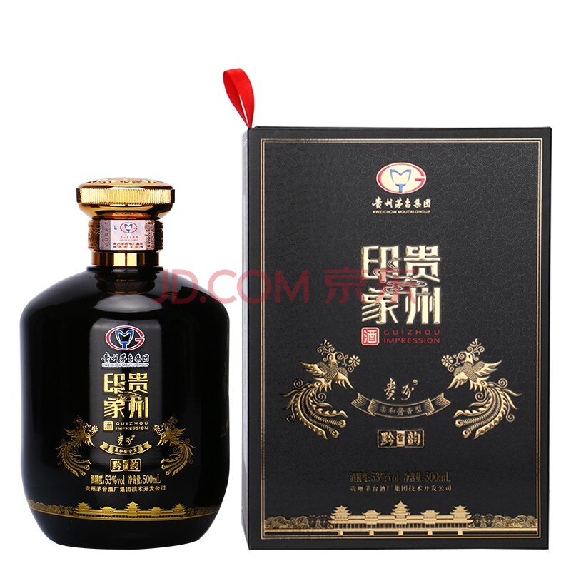moutai 贵州印象酒(黔韵) 53度柔和酱香型高度白酒 500ml单瓶装