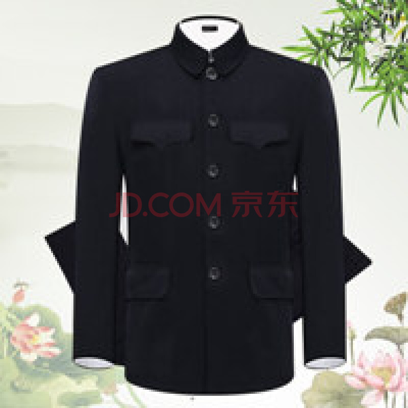 中山服内口袋人民服老式中山装上衣外口袋春秋款夏季款 黑色上衣明兜