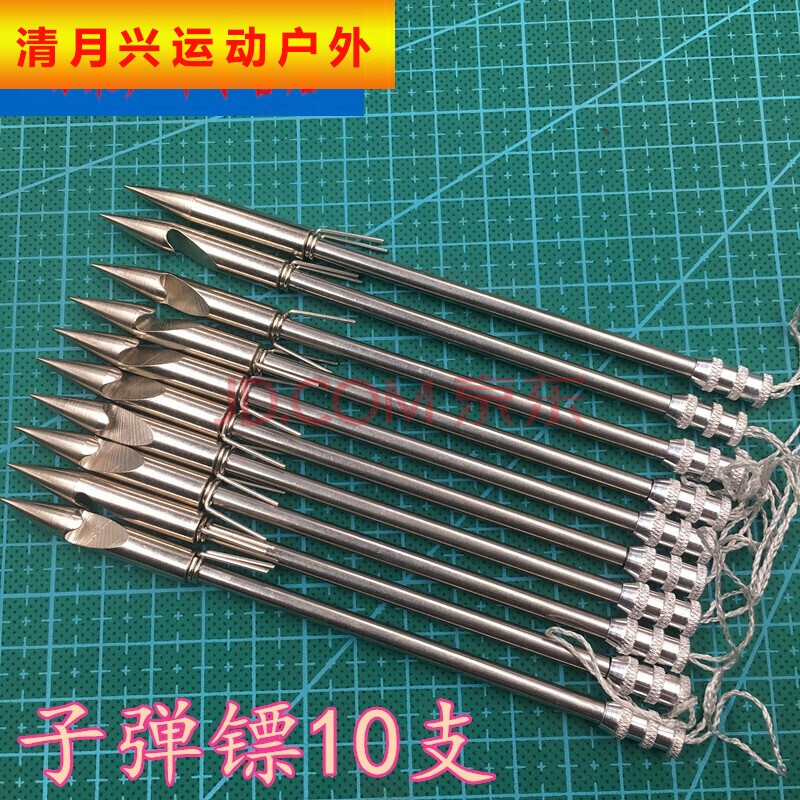 弹弓射鱼镖十只镖头鱼镖不锈钢鱼镖金刚柳叶鱼鳔短镖钓鱼鱼镖短长镖