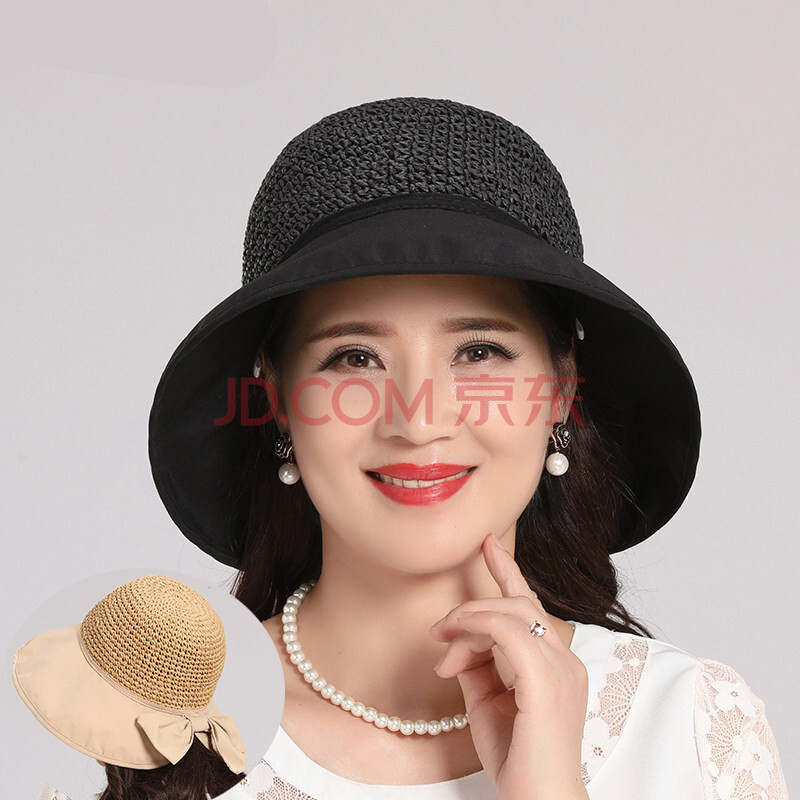 夏天女士戴的遮阳帽老人家帽子女春秋薄款布帽中年妈妈洋气渔夫帽老
