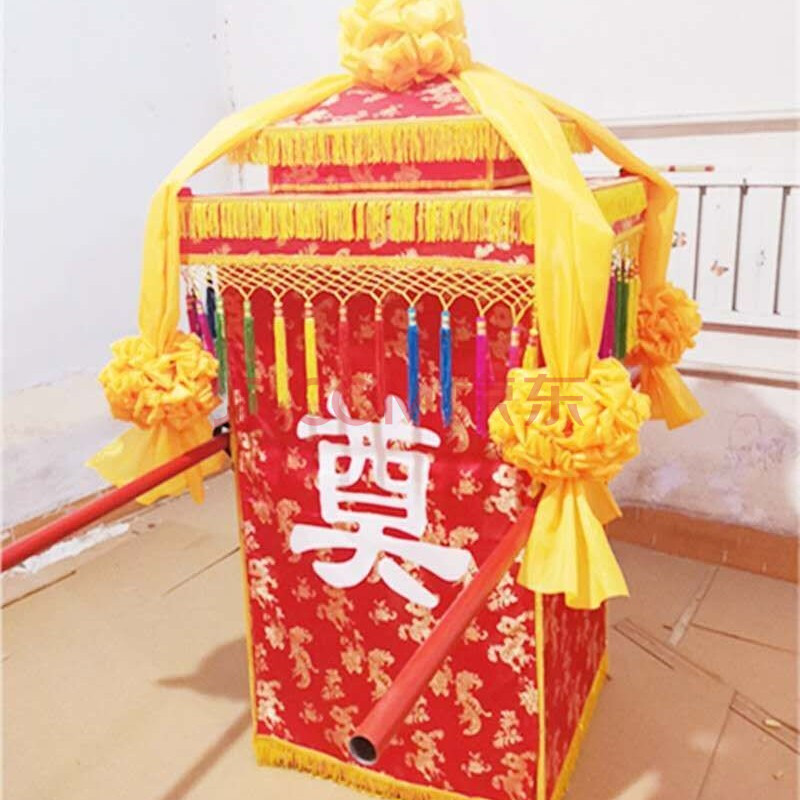 八抬大轿殡葬灵轿花轿中式抬骨灰盒轿子丧轿丧葬用品 红色白事花轿