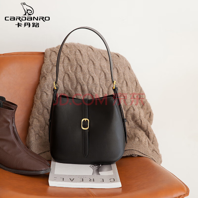 卡丹路cardanro 【时尚百搭】新品牛皮大容量水桶包个性单肩包包女士
