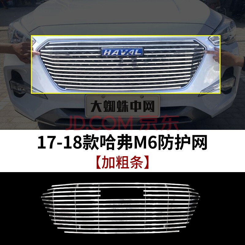 哈弗m6中网改装件哈佛m6 plus前脸保险杠防虫网专用装饰亮条配件 17