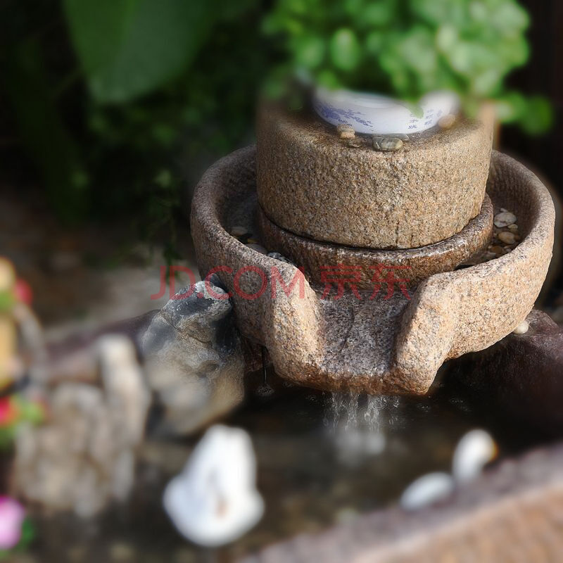 石磨假山石流水磨盘民宿景观装饰阳台庭院花园喷泉摆件造景礼品 大