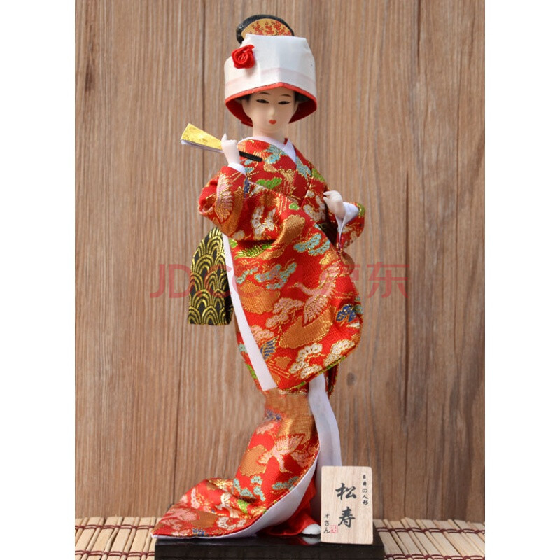 曲美思日本艺伎人偶12寸人形手工绢人和服娃娃木偶工艺品日料店装饰