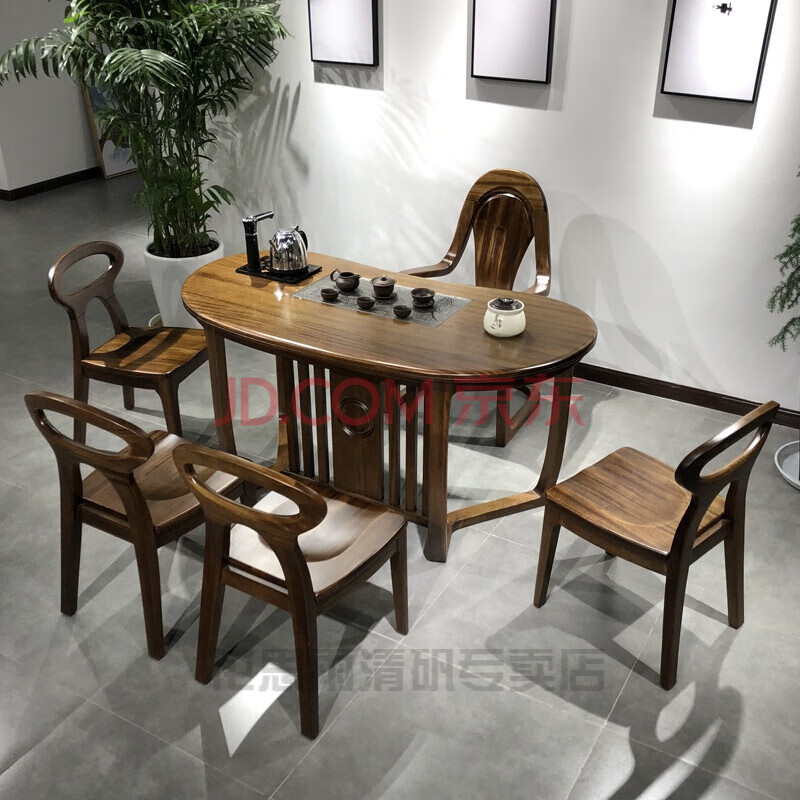 现代风格茶桌新中式腰型茶桌椅组合实木茶台艺术家用小户型阳台现代功