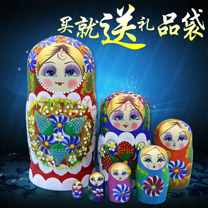 俄罗斯套娃7层 纯手绘手工艺品 环保椴木 七层儿童生日礼物32