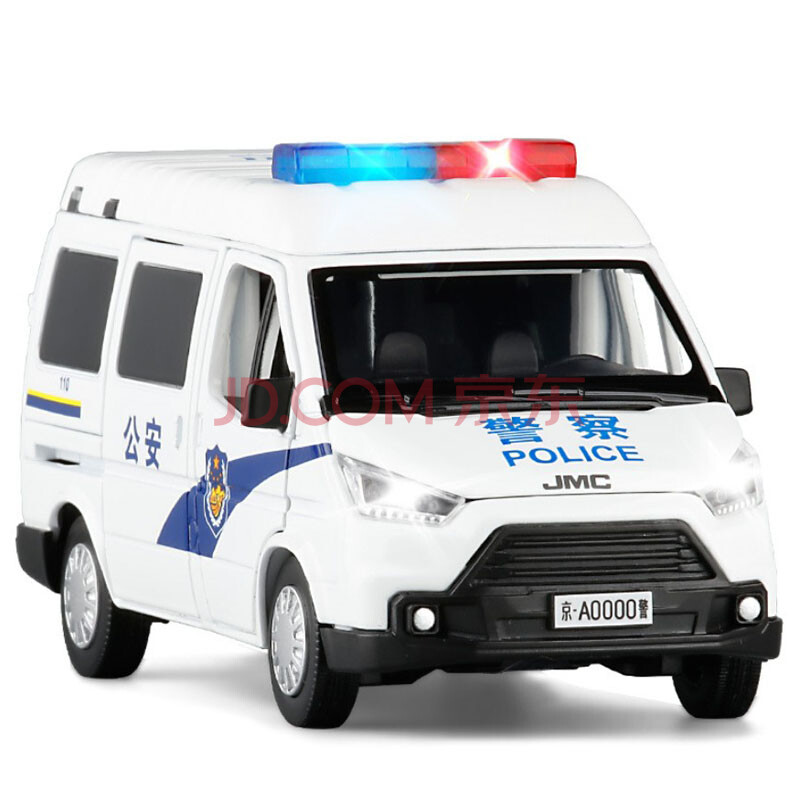 福特江铃特顺合金汽车模型全顺面包车救护车回力车 羽毛白色 全顺警车