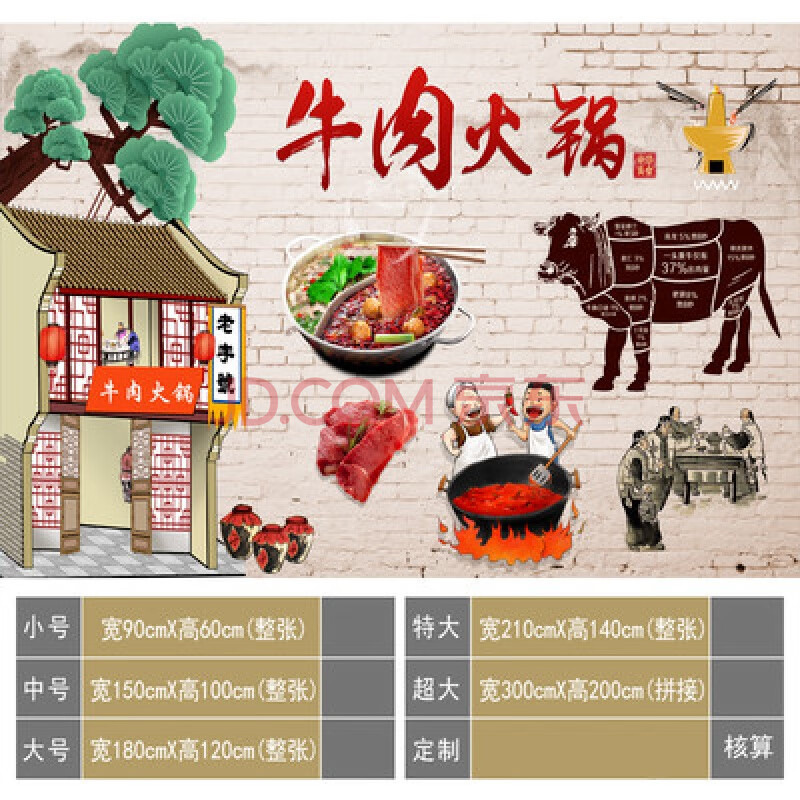 墙纸自粘桌面墙上壁画贴纸羊汤馆墙面装饰羊肉汤广告贴纸羊肉粉店牛肉