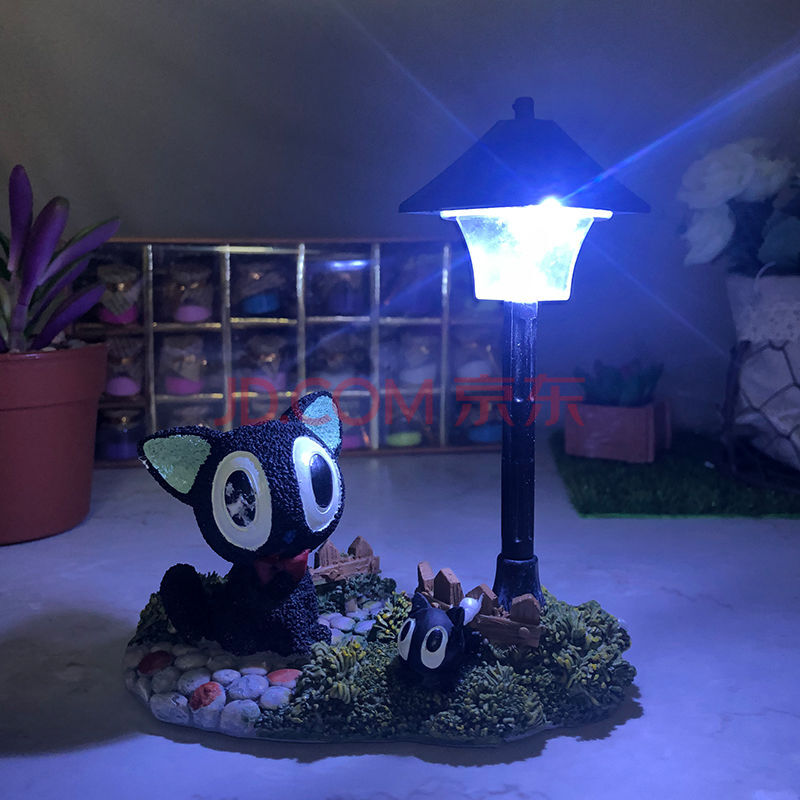 万代(bandai)可爱叮当猫路灯树脂摆件哆啦a梦小夜灯蓝