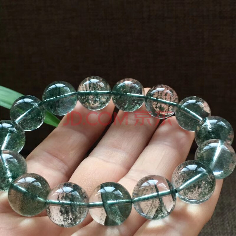天然绿幽灵千层手链晶体干净颜色深绿无红皮精美大方简约百搭