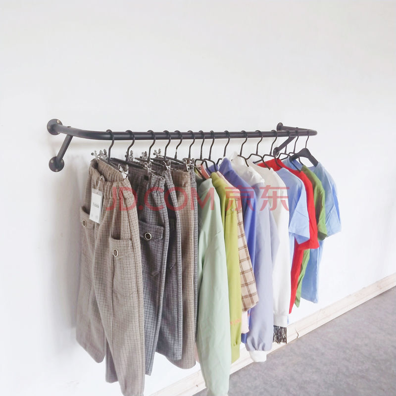 6060钉在墙上的挂衣架服装店衣架展示架上墙正挂铁艺陈列架男装