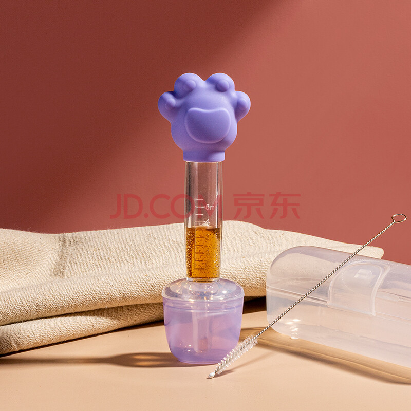 如山喂液器 喂药神器婴儿宝宝喝水吃药滴管式新生幼儿童刻度喂液 壮壮熊紫色
