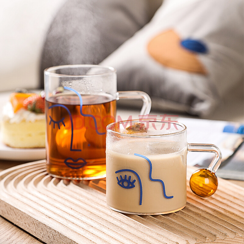 摩登主妇 玻璃水杯女可爱ins风杯子高级感透明玻璃杯把手创意 球形