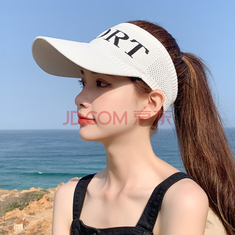 空顶帽子女韩版百搭潮人夏天太阳帽休闲遮阳防晒春秋季棒球鸭舌帽 白色 均码