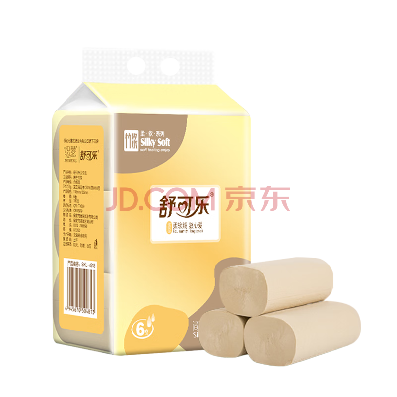 舒可乐 卫生纸巾小提卷纸无芯家用卷筒纸手纸厕纸 4层 30g/卷 6卷 【一提装】