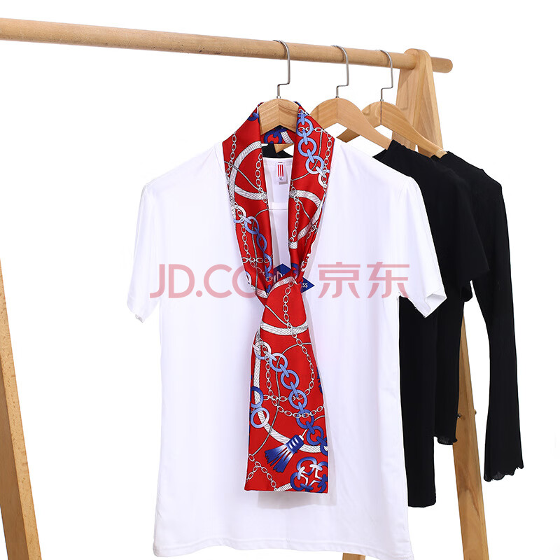 姚晨同款细窄长条小丝巾女春秋款洋气时尚百搭装饰领巾围巾 128#亮红铁链 15*145（1条装）