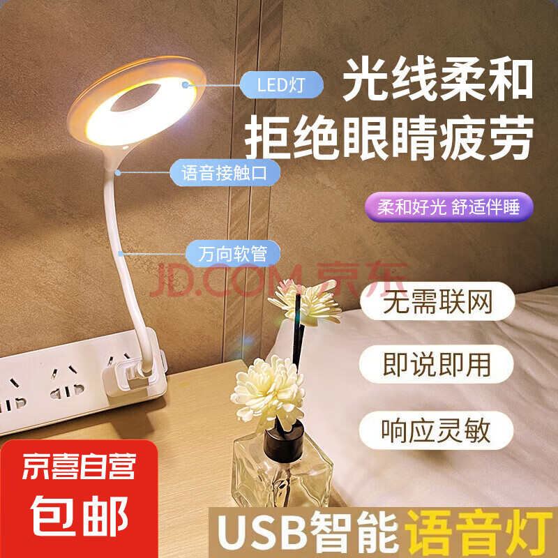 LED随身灯USB迷你小夜灯电脑充电宝台灯接口护眼宿舍摆地摊节能便携增强版 USB智能语音灯*1