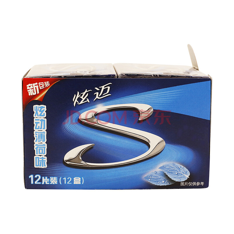 炫迈(stride) 无糖口香糖清新劲爽糖果炫动薄荷味解馋零食12片x12盒共