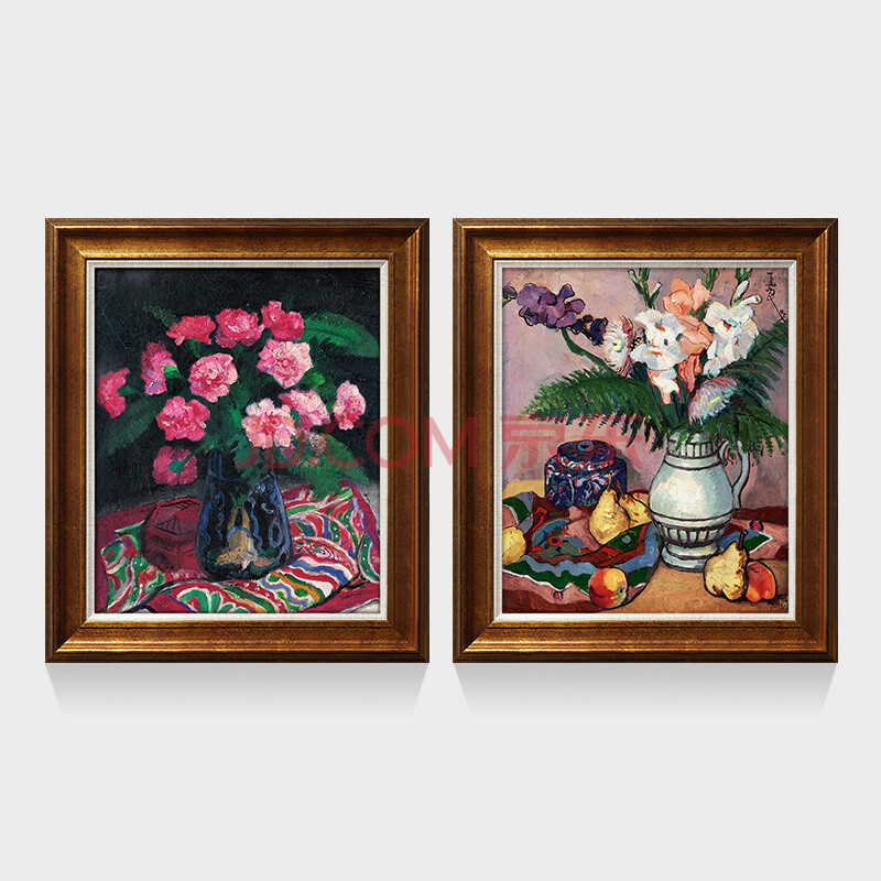 奕境 欧式客厅油画 现代简约餐厅油画玄关有框挂画 复古美式沙发背景