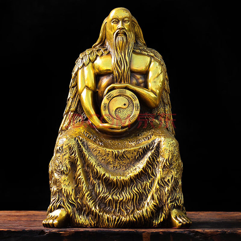 太极八卦祖师道教神像 人文始祖铜像 大号人王伏羲(高31厘米)