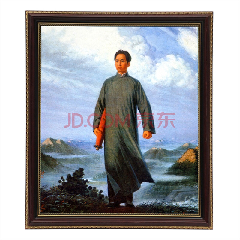 去安源雨伞刺绣布质挂画客厅装饰画中堂挂画客厅办公室伟人像头像纪念