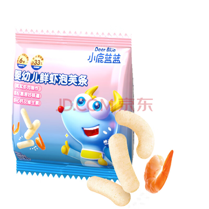 小鹿蓝蓝【尝鲜装】婴幼儿鲜虾泡芙条21g宝宝泡芙零食婴儿手指泡芙零食21g