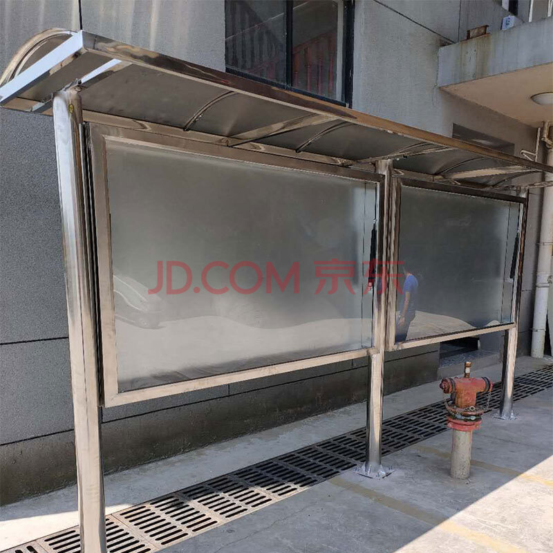 不锈钢公告栏定做户外宣传栏文化广告栏展示架学校挂墙橱窗 浅绿色