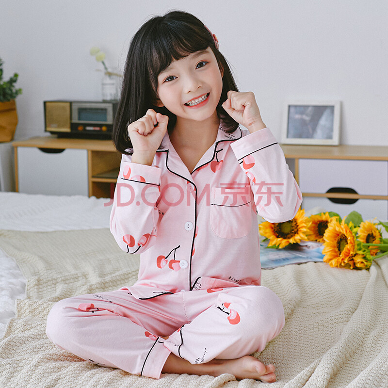 儿童睡衣女童男孩纯棉春秋季男童夏季薄款小孩长袖家居服宝宝套装 lx