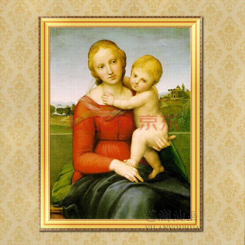 艺澜《圣母子》拉斐尔世界名画临摹定制 古典精品纯手绘油画gr126 纯