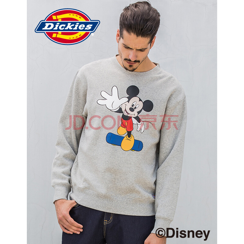 Dickies&Mickey MouseºÏ×÷ÄÐŮͬ¿îÓ¡»¨¿íËÉÔ²ÁìÎÀÒÂ173U30MK01 HGÓð»Ò XS/160