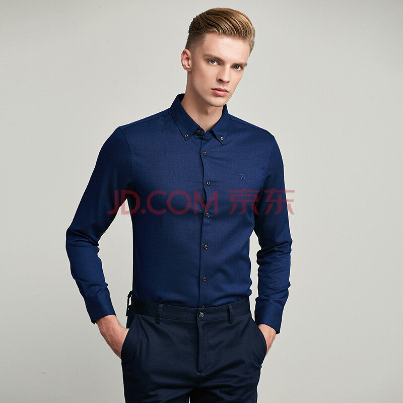 金利來GY服飾 時尚休閑襯衫 SL0C119-F2601 寶藍 2XL