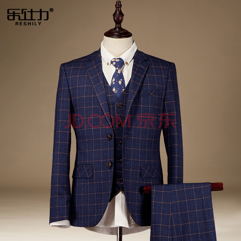 西装三件套男格子套装牌子品质好 新款好用