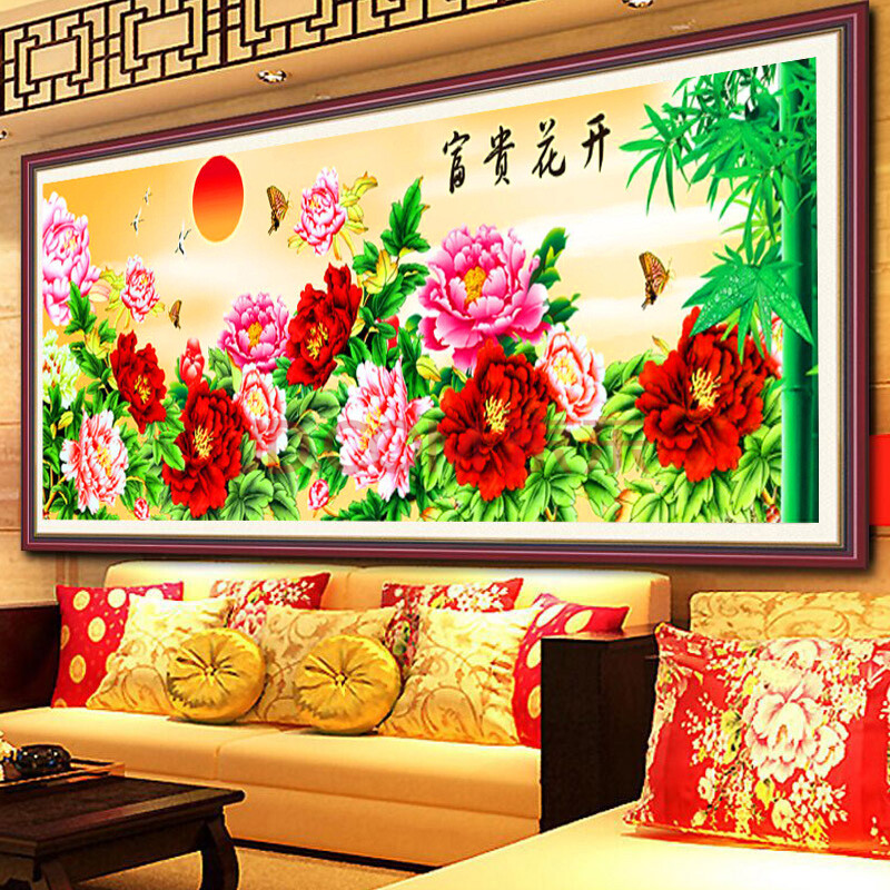 千尚钻石画花开富贵客厅大幅粘贴钻绣竹报平安风景大画方钻满钻 高端