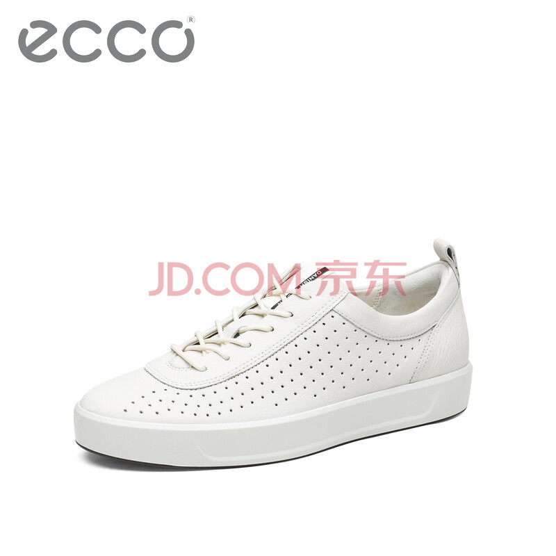 ECCO爱步潮流个性休闲男鞋 透气舒适系带板鞋 SOFT8柔酷8号 白色44069401007 41
