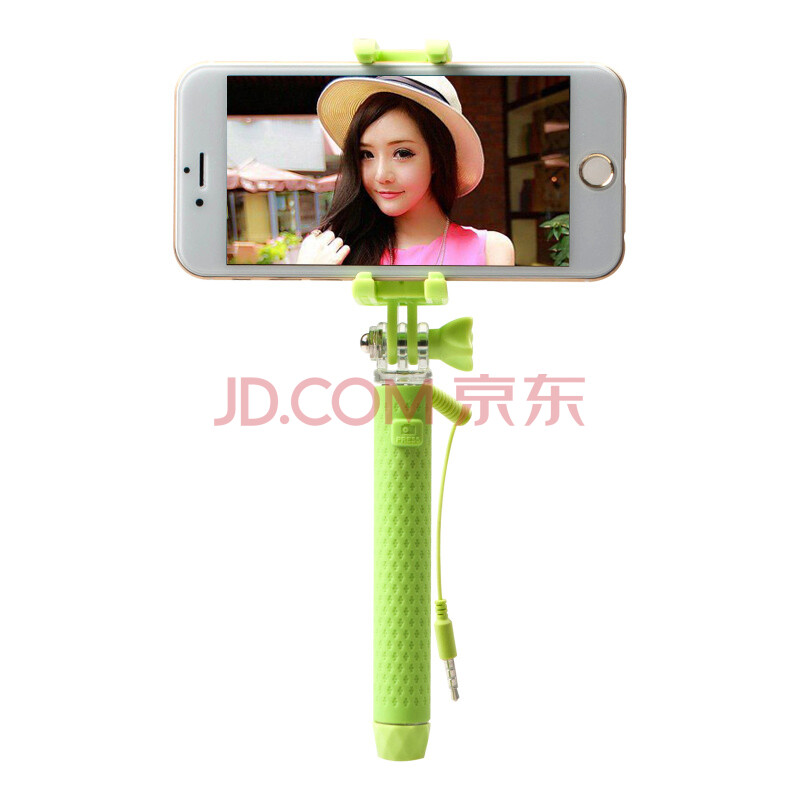 dodofish线控自拍杆手机自拍神器杆无需遥控蓝牙自拍杆 绿色-(线控版)