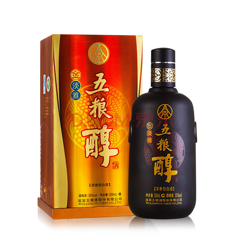 【浙商國企】五糧液 35度五糧醇金淡雅500ml 濃香型白酒禮盒裝